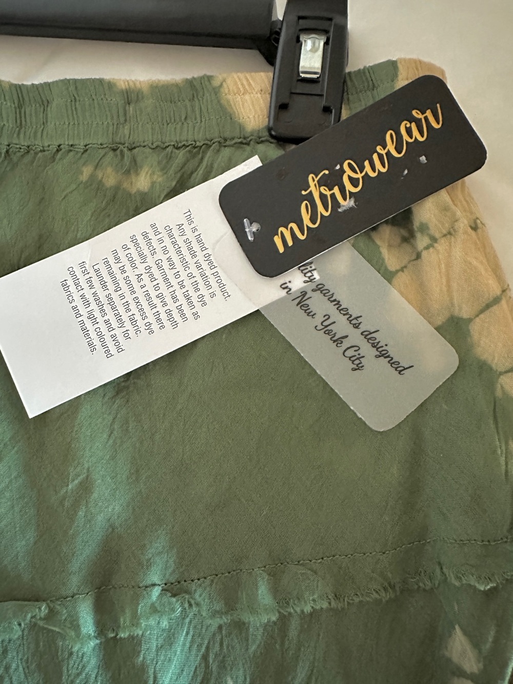 Tiered Maxi Skirt - size Small- Olive Green and beige tie-dye by Metro Wear - Picture 5 of 7
